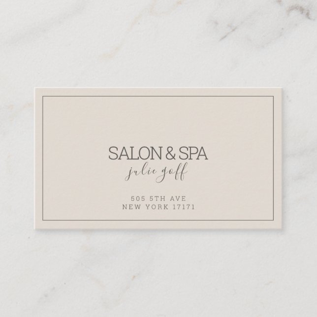 Tarjeta De Visita Moderno Salón Profesional y Spa (Anverso)