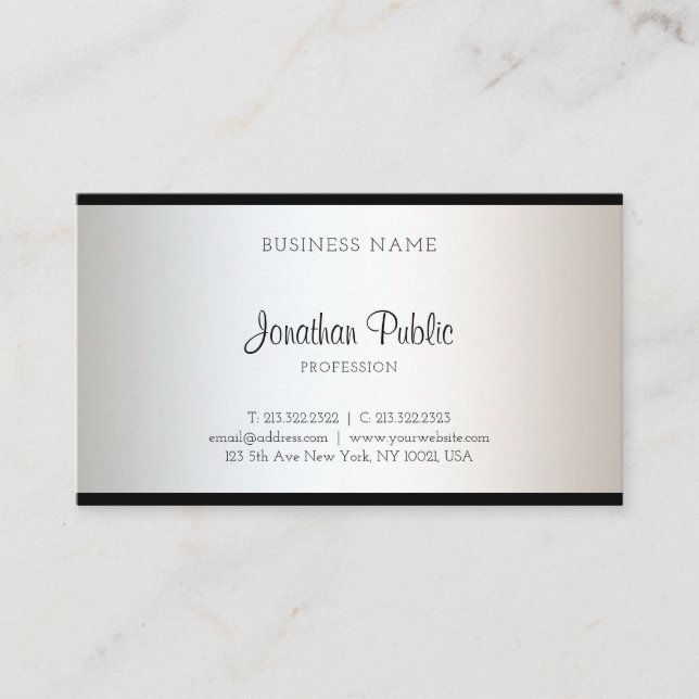 Tarjeta De Visita Moderno Script Elegante Caligrafiado Creativo Plan (Anverso)