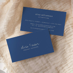 Tarjeta De Visita Moderno Script Manuscrito Minimalista Azul Marino