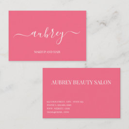 Tarjeta De Visita Moderno script minimalista rosa blanco