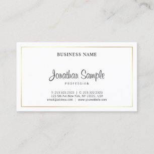 Tarjeta De Visita Moderno Script Profesional Elegante Plain Gold Lux