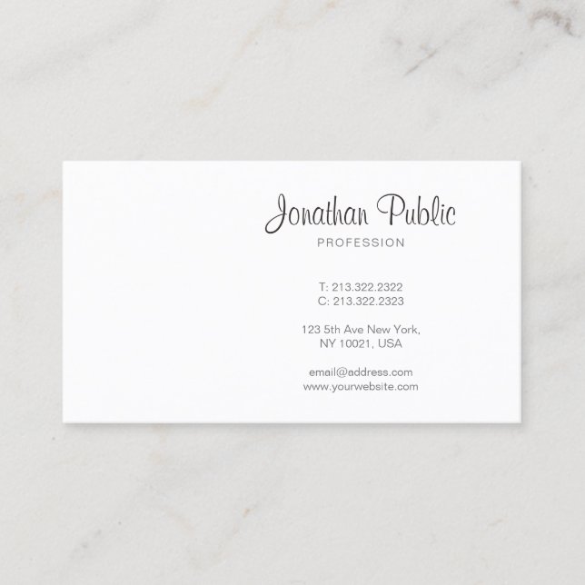 Tarjeta De Visita Moderno Script Profesional Manuscrito Elegante (Anverso)