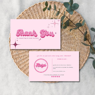 Tarjeta De Visita Moderno script retro rosa de orden de agradecimien