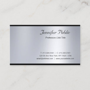 Tarjeta De Visita Moderno Script Silver Luxury Profesional Graceful