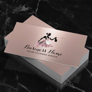 Tarjeta De Visita Moderno servicio de limpieza de casas Rosa Gold