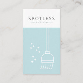 Tarjeta De Visita Moderno Servicio de limpieza de color azul claro e