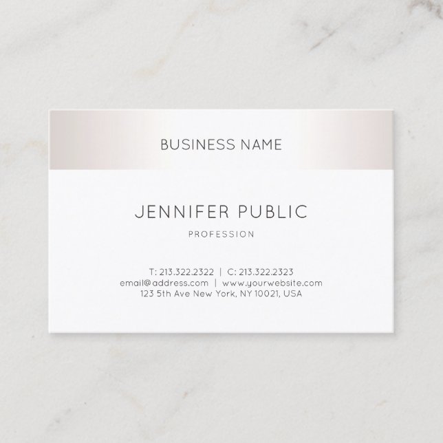 Tarjeta De Visita Moderno Silver Elegant Clean Plain Profesional (Anverso)