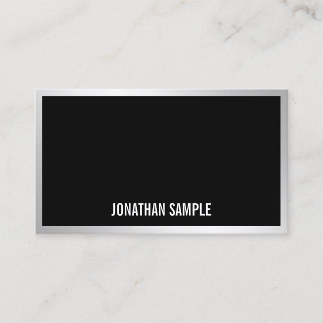 Tarjeta De Visita Moderno Silver Elegant Simple Template Profesional (Anverso)