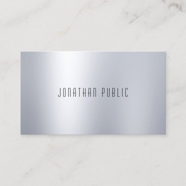 Tarjeta De Visita Moderno Silver Look Simple Diseño Profesional Guay (Anverso)
