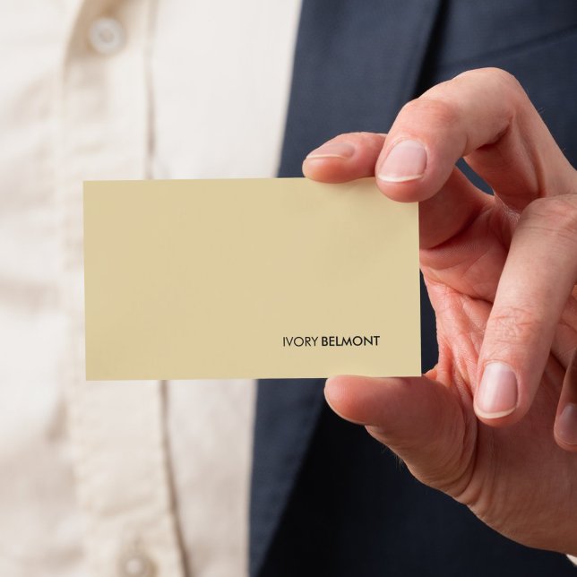 Tarjeta De Visita Moderno Simple Amarillo Blanco Minimal (Modern Simple Yellow White Minimal Business Card)