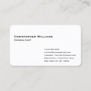 Tarjeta De Visita Moderno Simple Blanco Minimalista Profesional Pers