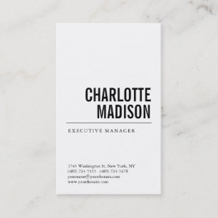 Tarjeta De Visita Moderno Simple Blanco Minimalista Sencillo 