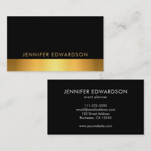 Tarjeta De Visita Moderno simple elegante negro oro profesional