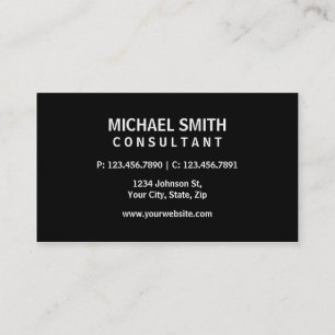 Tarjeta De Visita Moderno simple llano negro elegante profesional