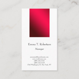 Tarjeta De Visita Moderno simple minimalista sencillo rojo blanco