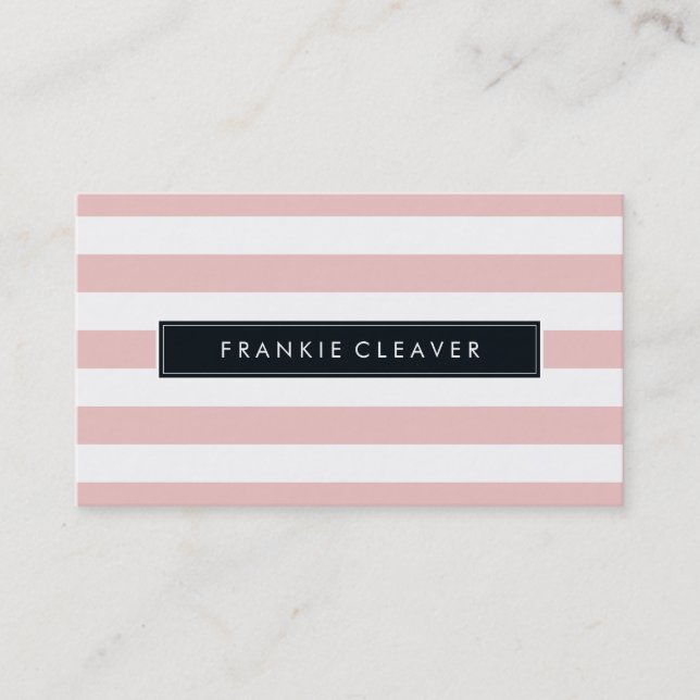 Tarjeta De Visita MODERNO SIMPLE STRIPE PATTERN fresco de moda rosa  (Anverso)