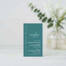 Tarjeta De Visita Moderno Simple-Verde Esmeralda-Guardar la Fecha-