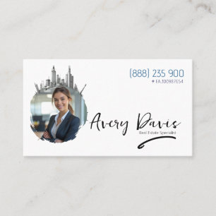 Tarjeta De Visita Moderno Skyline Real Estate Agent Elegante Citysca