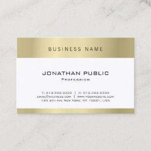 Tarjeta De Visita Moderno Sleek Gold Elegant Plain Profesional