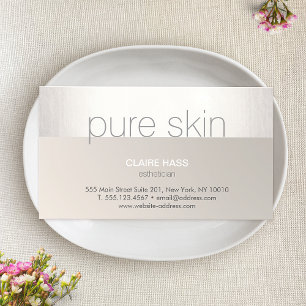 Tarjeta De Visita Moderno spa estético de color plateado