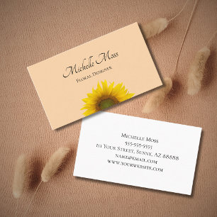 Tarjeta De Visita Moderno Sunflower Elegant Boho Beige