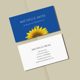 Tarjeta De Visita Moderno Sunflower Simple Country Blue