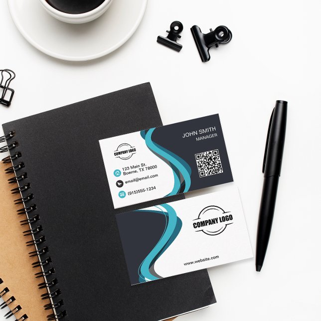 Tarjeta De Visita Moderno Swirls Professional (Modern Blue Swirl Business Cards)