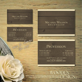 Tarjeta De Visita Moderno tableros de madera marrón oscuro con aspec