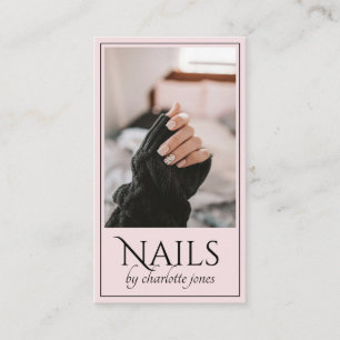 Tarjeta De Visita Moderno Técnico De Uñas Nail Foto Rosa