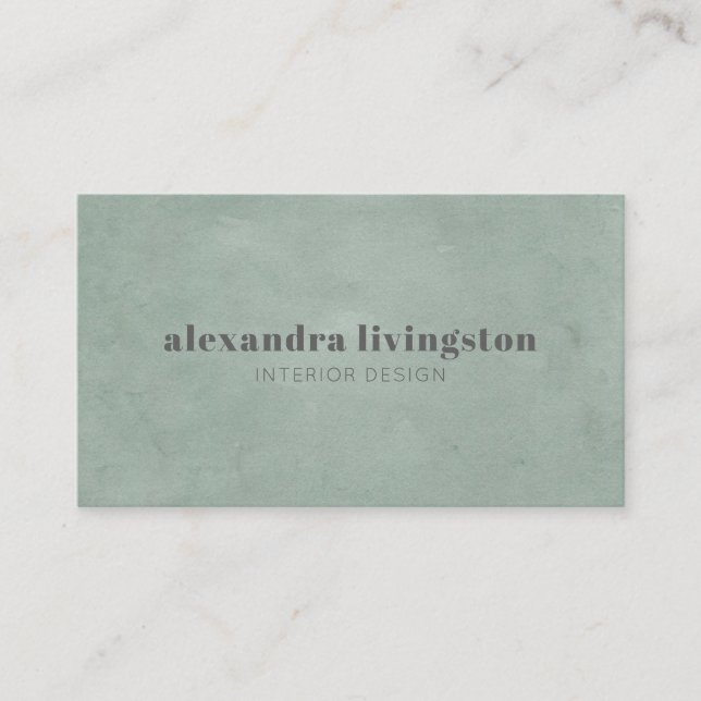 Tarjeta De Visita Moderno Textured Sage Green Watercolor Profesional (Anverso)