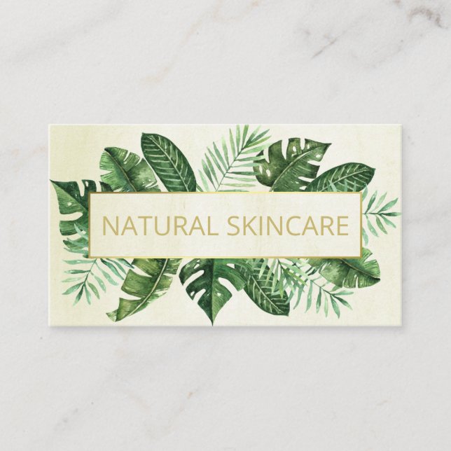 Tarjeta De Visita Moderno Tropical En Beige Organic Spa Soap Skincar (Anverso)