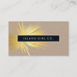 Tarjeta De Visita MODERNO TROPICAL PALM FRONDS logo de moda kraft de