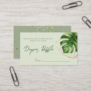 Tarjeta De Visita Moderno Tropical Wild One Baby Shower Diaper Raffl