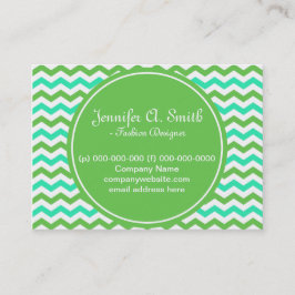Tarjeta De Visita moderno, verde fresco y azul acuático chevron zigz