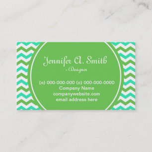 Tarjeta De Visita moderno, verde genial y azul aqua chevron