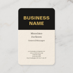 Tarjeta De Visita Moderno Vertical Minimalista Dorado Crema