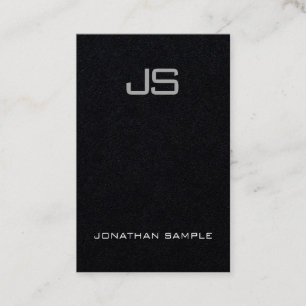 Tarjeta De Visita Moderno vertical negro superior del monograma con