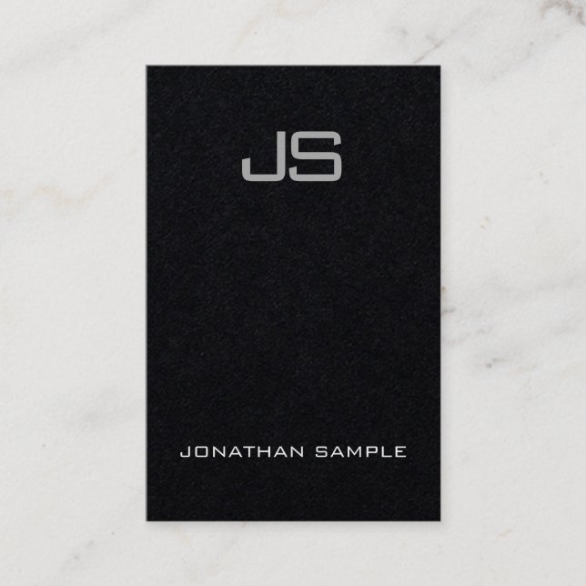 Tarjeta De Visita Moderno vertical negro superior del monograma con (Anverso)
