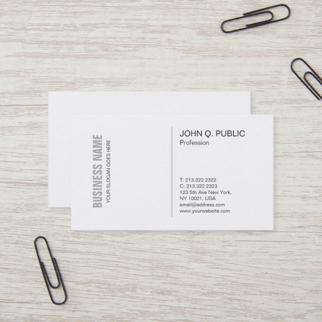 Tarjeta De Visita Moderno White Clean Stylish Plain Professional (Anverso/Reverso In Situ)