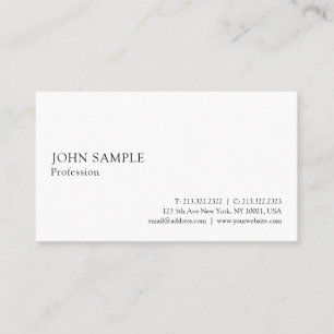 Tarjeta De Visita Moderno White Profesional Plain Simple Elegante