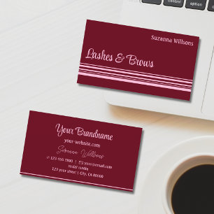 Tarjeta De Visita Moderno Wine Red Pink Stripes Profesional Elegante