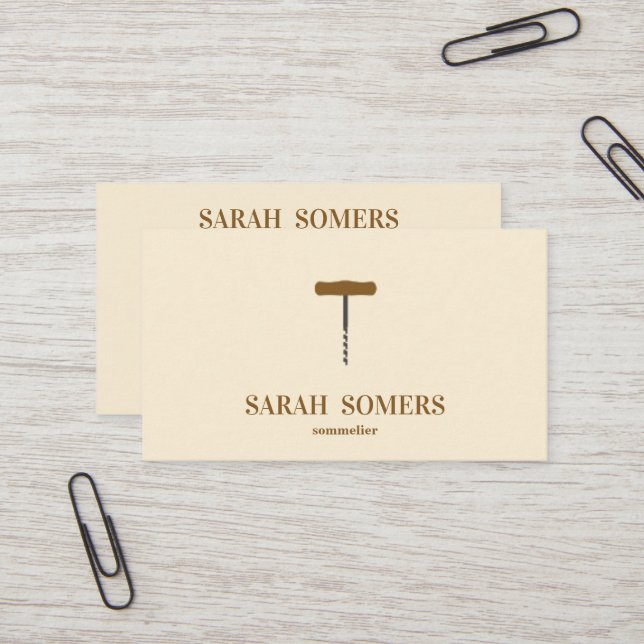 Tarjeta De Visita Moderno Wine Stain Corkbolt Sommelier Bartender (Anverso/Reverso In Situ)