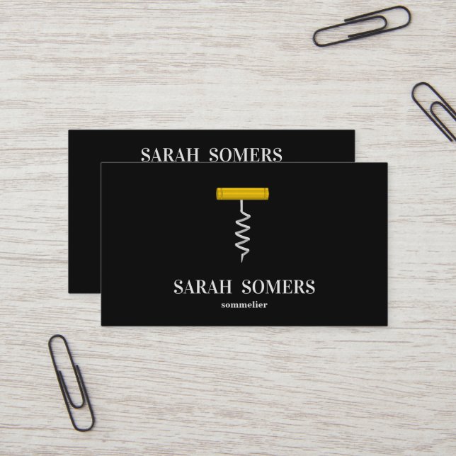 Tarjeta De Visita Moderno Wine Stain Corkbolt Sommelier Bartender (Anverso/Reverso In Situ)