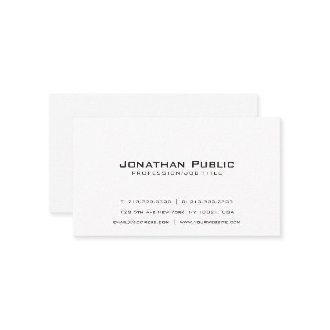 Tarjeta De Visita Moderno y blanco profesional sencillo elegante (Anverso/Reverso In Situ)