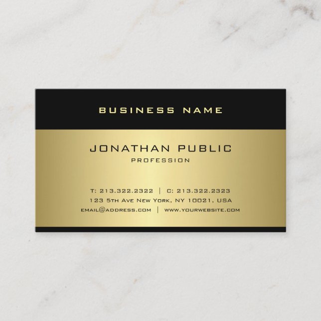 Tarjeta De Visita Moderno y brillante estilo oro lujoso elegante est (Anverso)