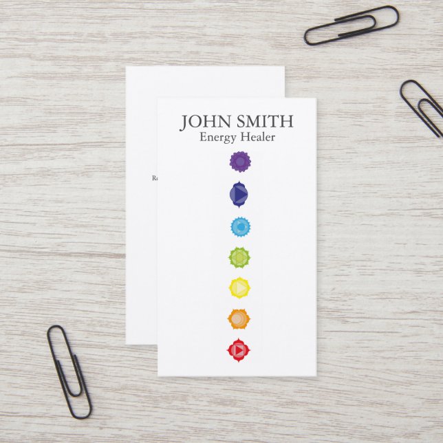 Tarjeta De Visita Moderno y elegante 7 Chakras Kundalini Arcoiris sa (Anverso/Reverso In Situ)