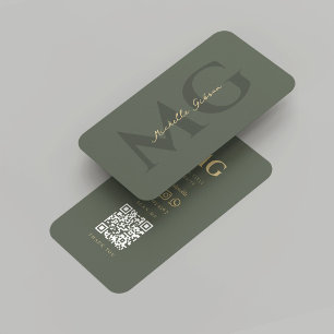 Tarjeta De Visita Moderno y elegante abogado verde jaula monograma