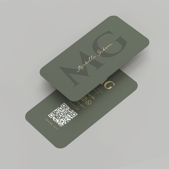 Tarjeta De Visita Moderno y elegante abogado verde jaula monograma (Modern Elegant Monogram Sage Green Lawyer Business Card
)
