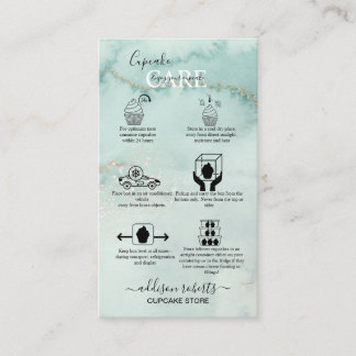 Tarjeta De Visita Moderno y elegante acuarela Green Cupakes Care Bus