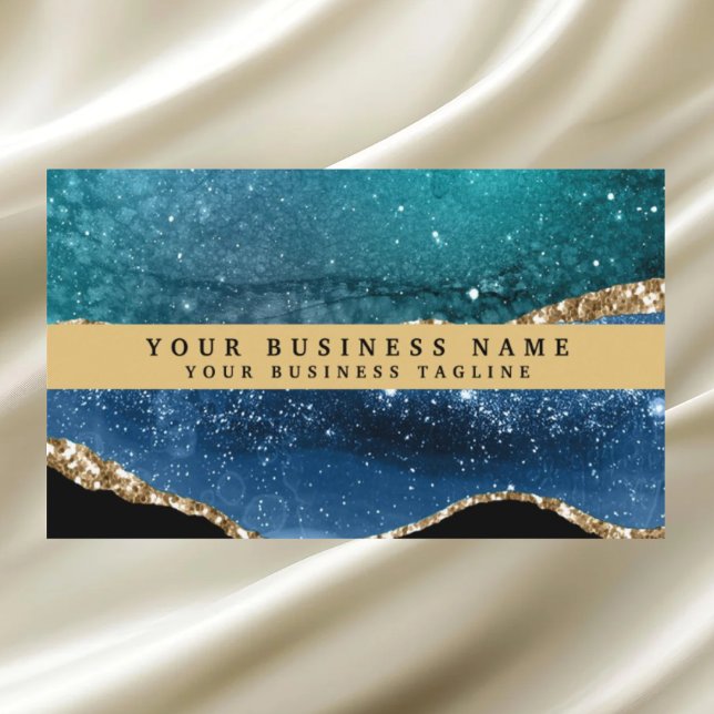 Tarjeta De Visita Moderno y elegante Agate de Oro Negro (Subido por el creador)